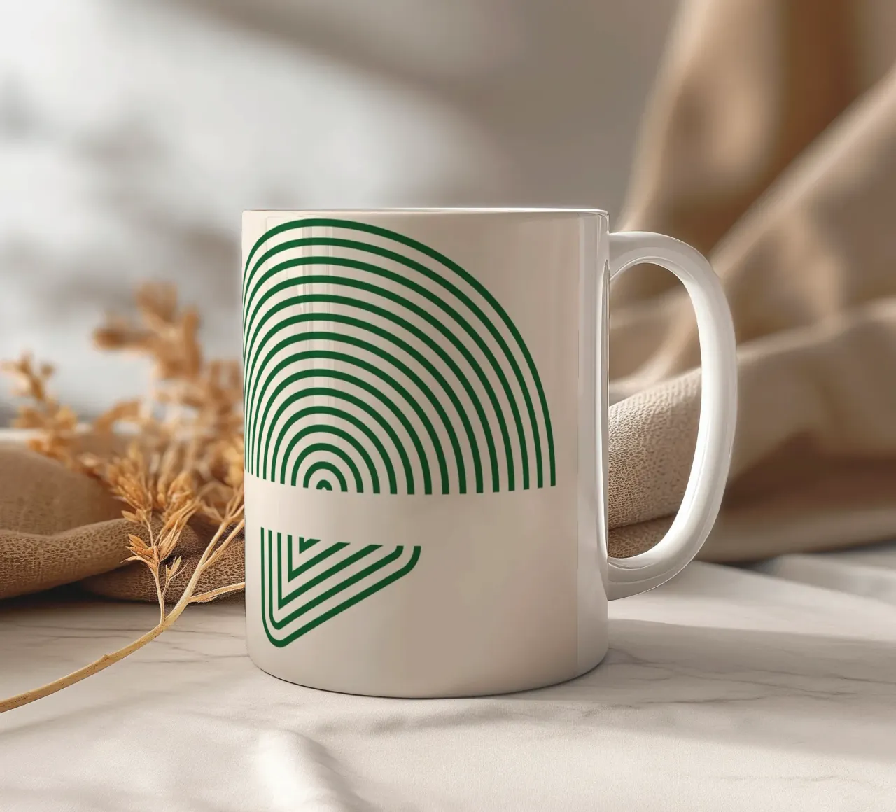 Geometric pattern - Green minimal design ceramic mug by Whole©