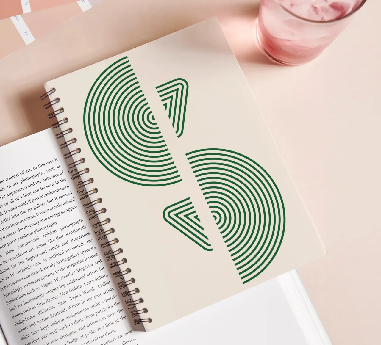 Geometric pattern - Green minimal design spiral notebook by Whole©