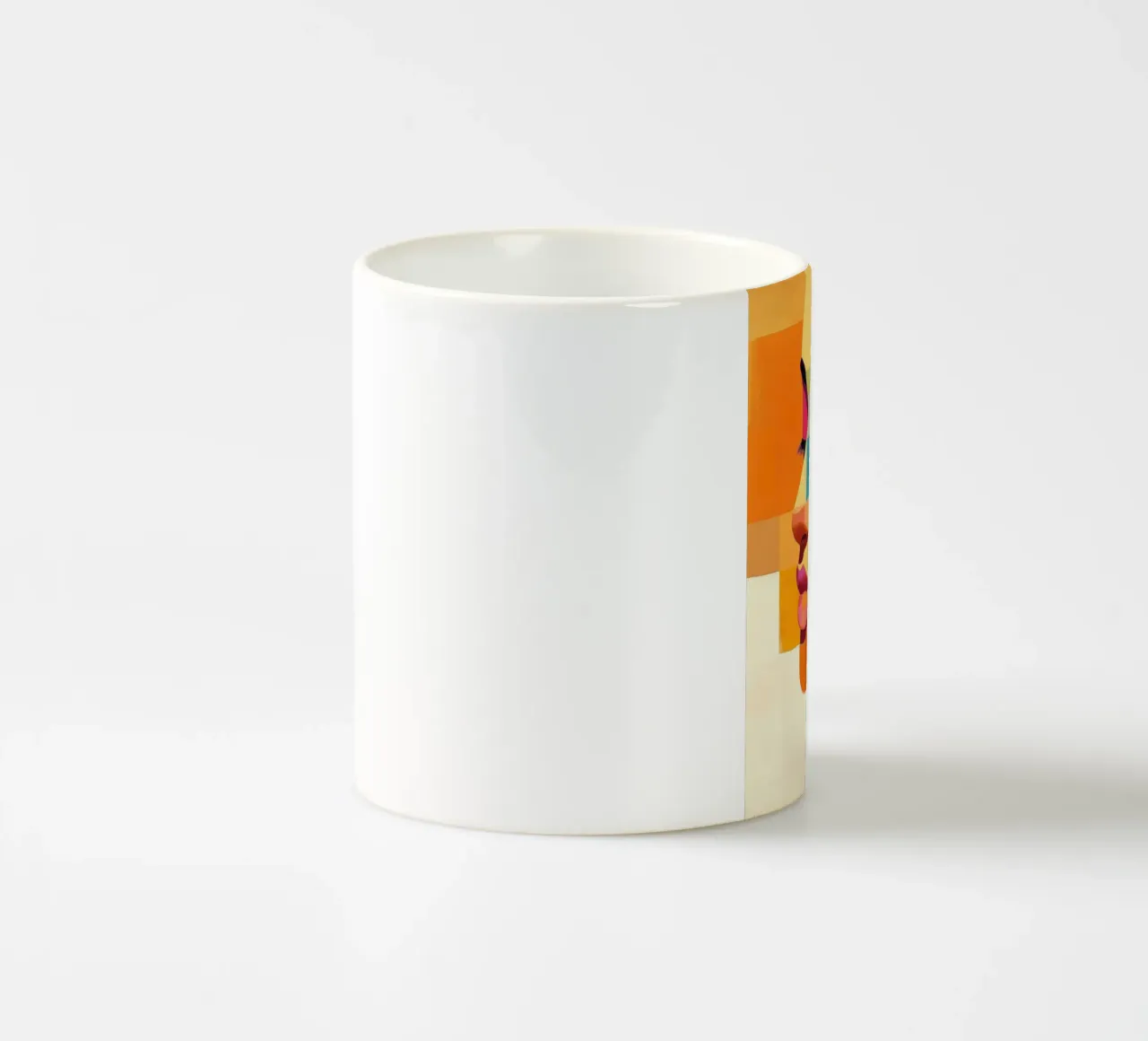 Abstraktes Porträt in Orangetönen Keramik Tasse von Imagine