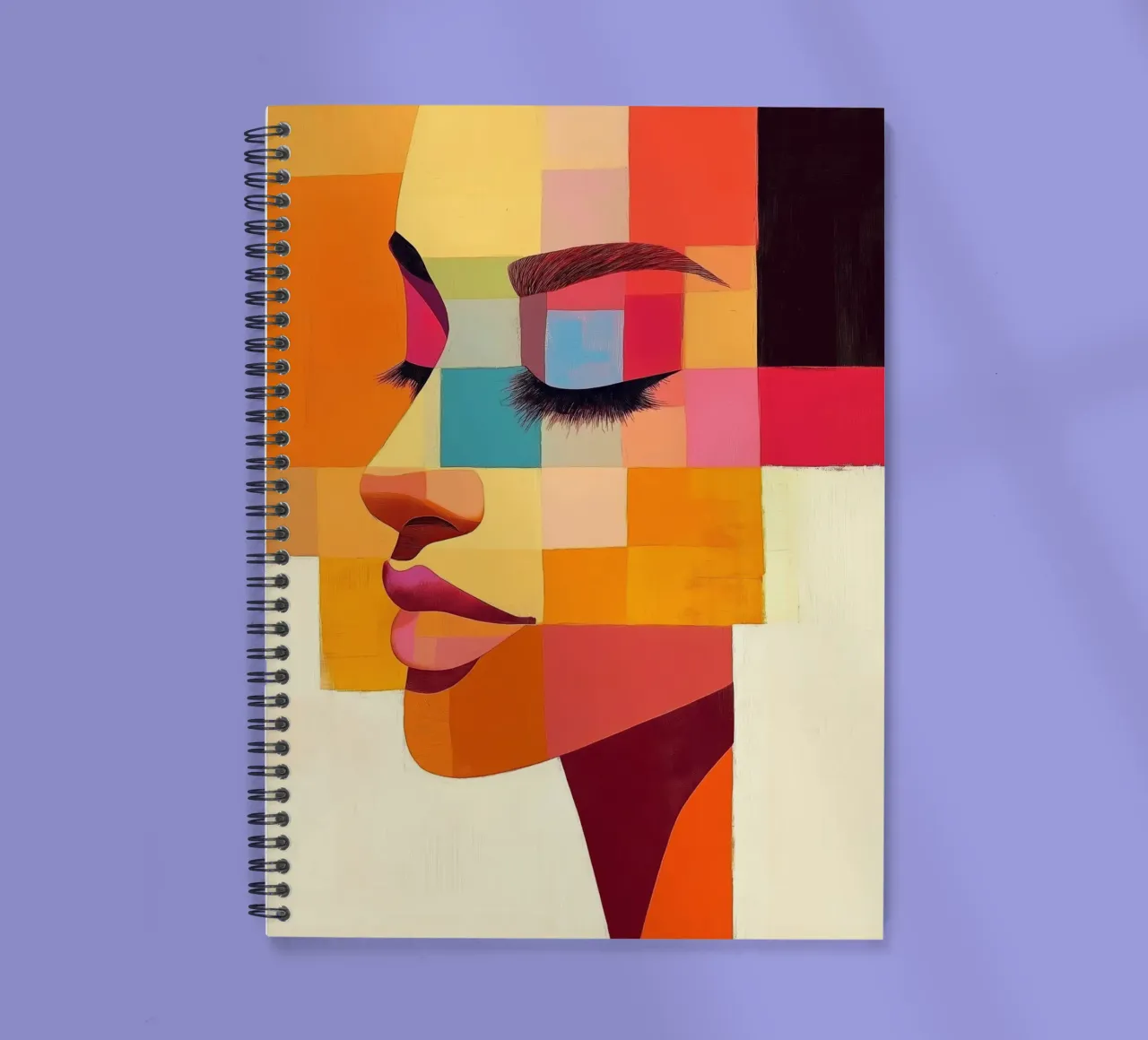 Abstract portrait in orange tones spiral notebook by Imagine