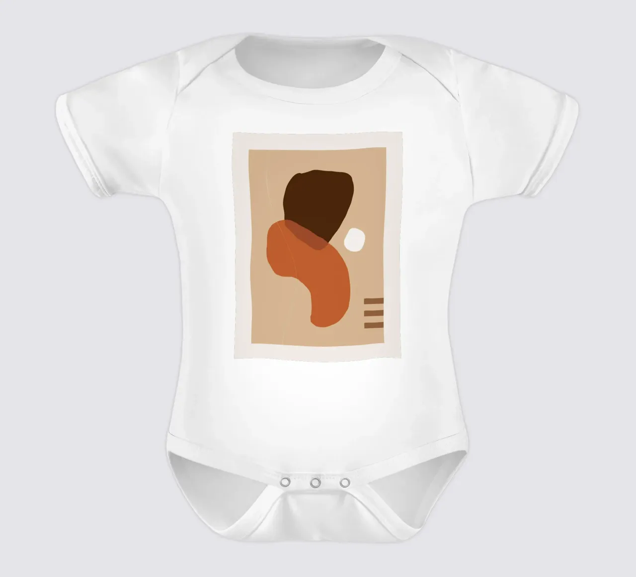 Abstract shapes - Warm earthy tones short-sleeve baby romper by Whole©