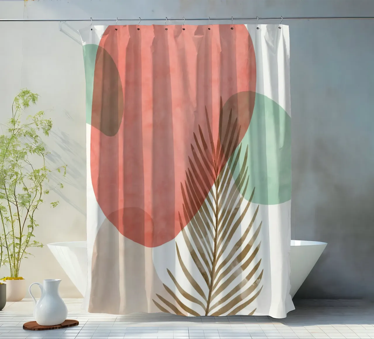 Tropische Eleganz – Abstraktes Design Duschvorhang von Whole©