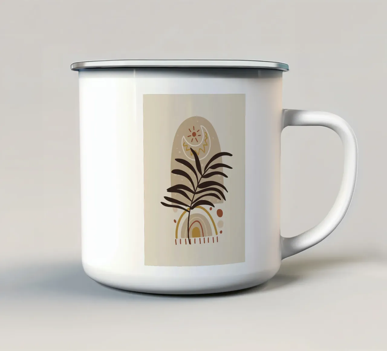 Boho natuur - abstract ontwerp emaille mok van Whole©