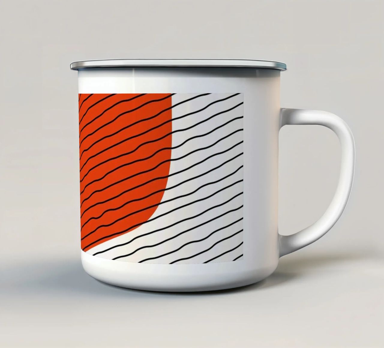 Abstracte golven - Minimalistisch ontwerp emaille mok van Whole©