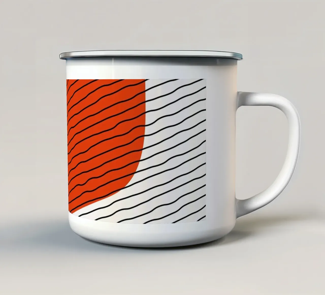 Abstracte golven - Minimalistisch ontwerp emaille mok van Whole©