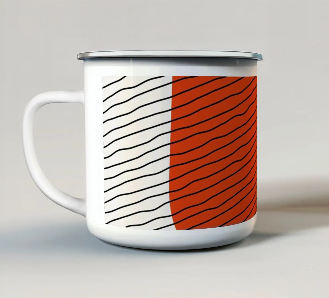 Abstracte golven - Minimalistisch ontwerp emaille mok van Whole©