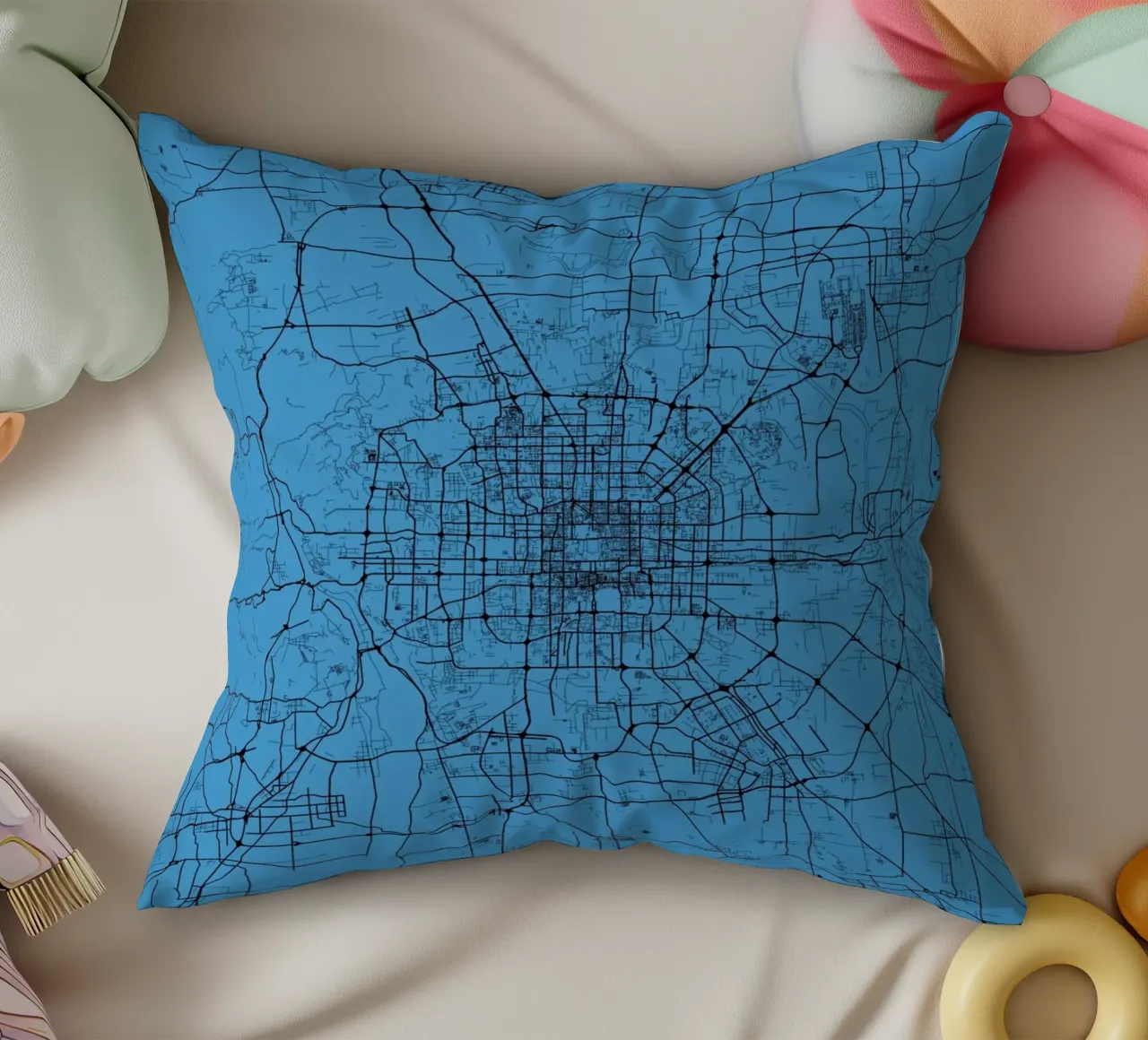 Bejing Blue decorative cushion by Urban Maps