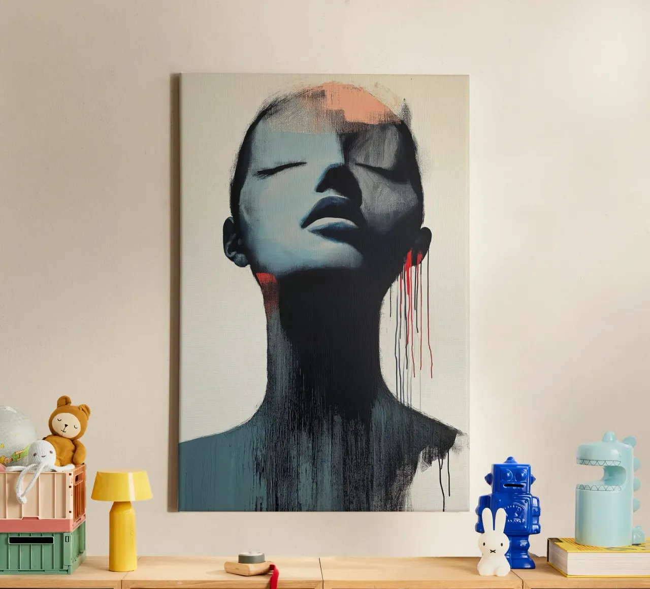 Abstract vrouw canvas met Baklijst van Imagine