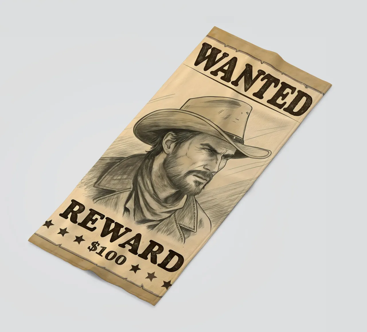 Affiche de recherche rustique avec croquis de cow-boy serviette de plage de Jester Krew Art