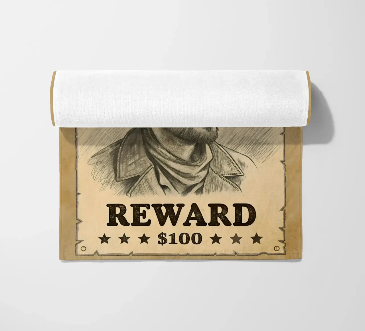 Affiche de recherche rustique avec croquis de cow-boy serviette de plage de Jester Krew Art