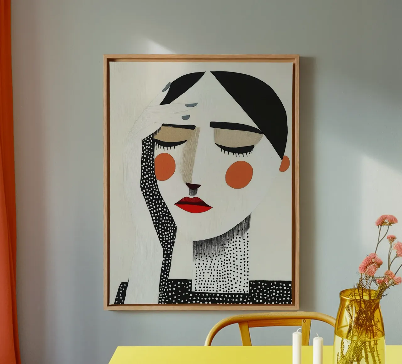Vrouw modern abstract canvas met Baklijst van Imagine
