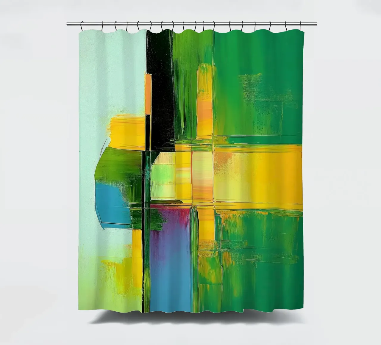 Abstract green shower curtain by Imagine
