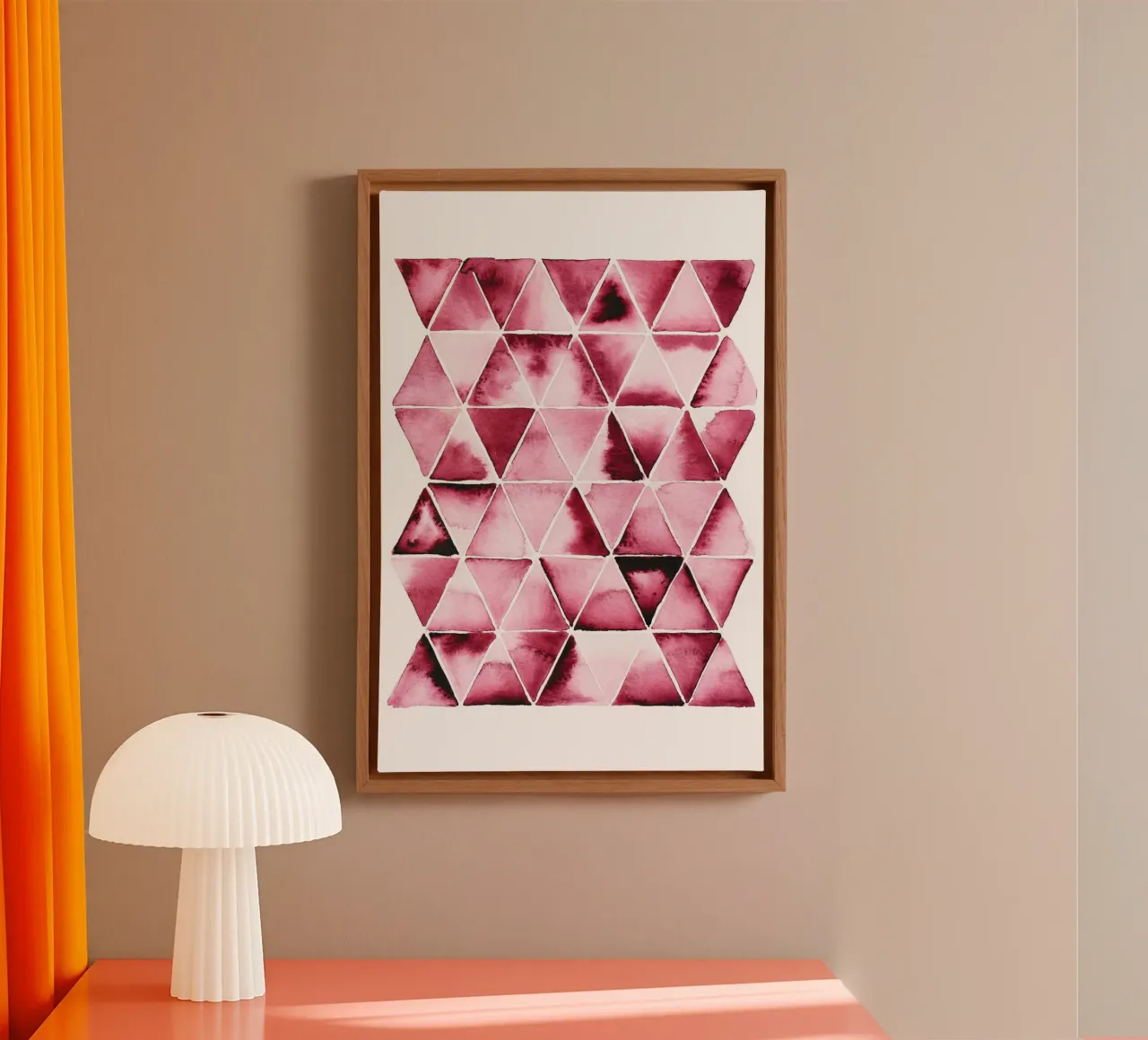 Alina Buffiere - Dreiecke pink canvas met Baklijst van The Artcircle