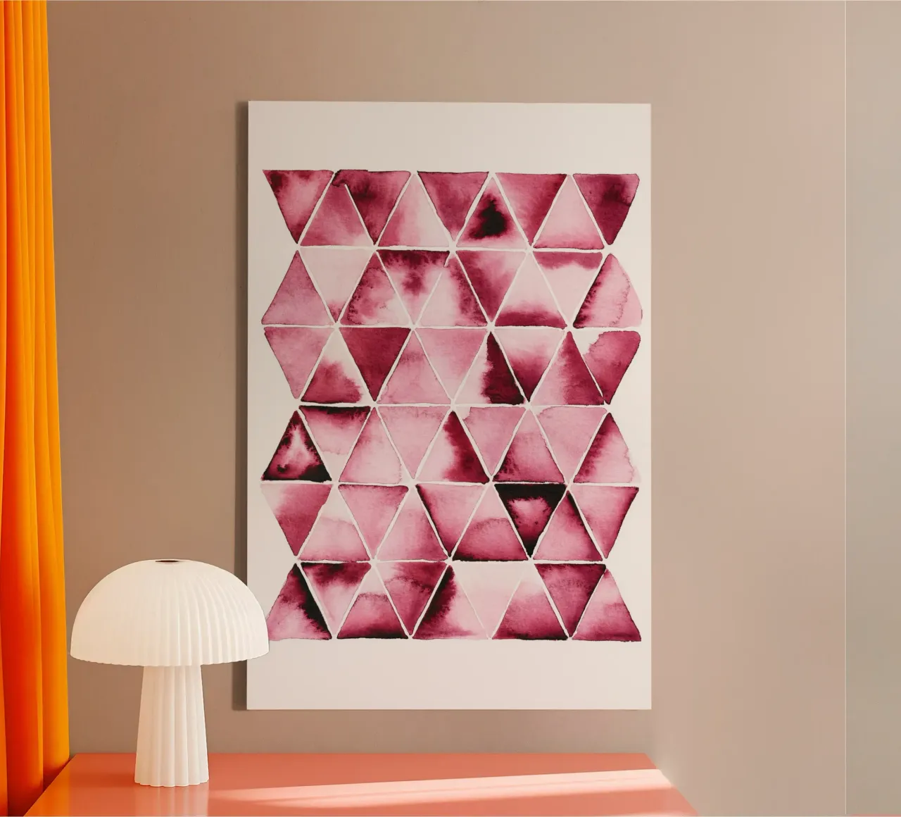 Alina Buffiere - Dreiecke pink canvas met Baklijst van The Artcircle
