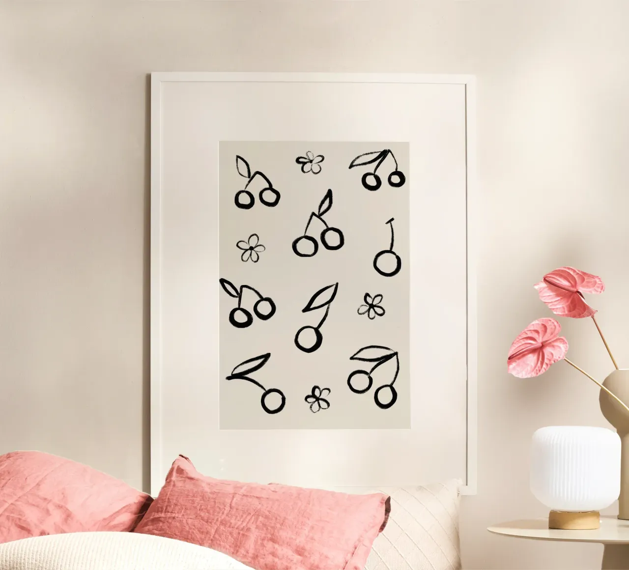 Alina Buffiere - Cherries poster con telaio in alluminio da The Artcircle
