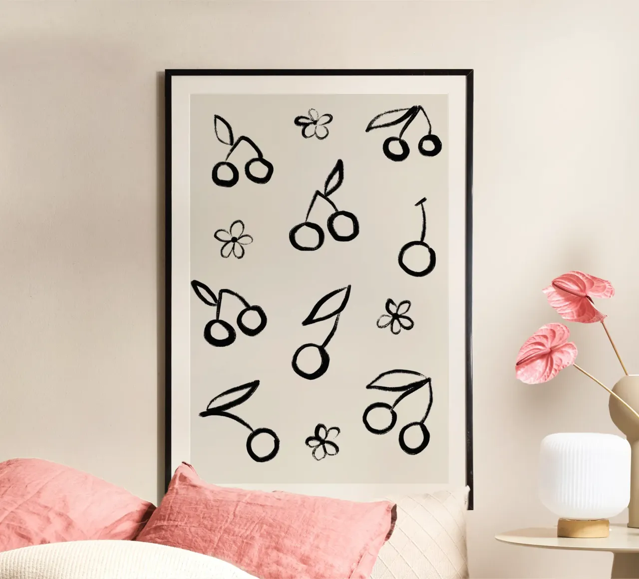 Alina Buffiere - Cherries poster con telaio in alluminio da The Artcircle