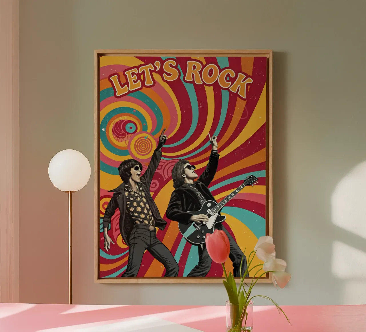 Let's Rock: Un concerto degli anni '60 tela con Cornice a cassetta da Jester Krew Art