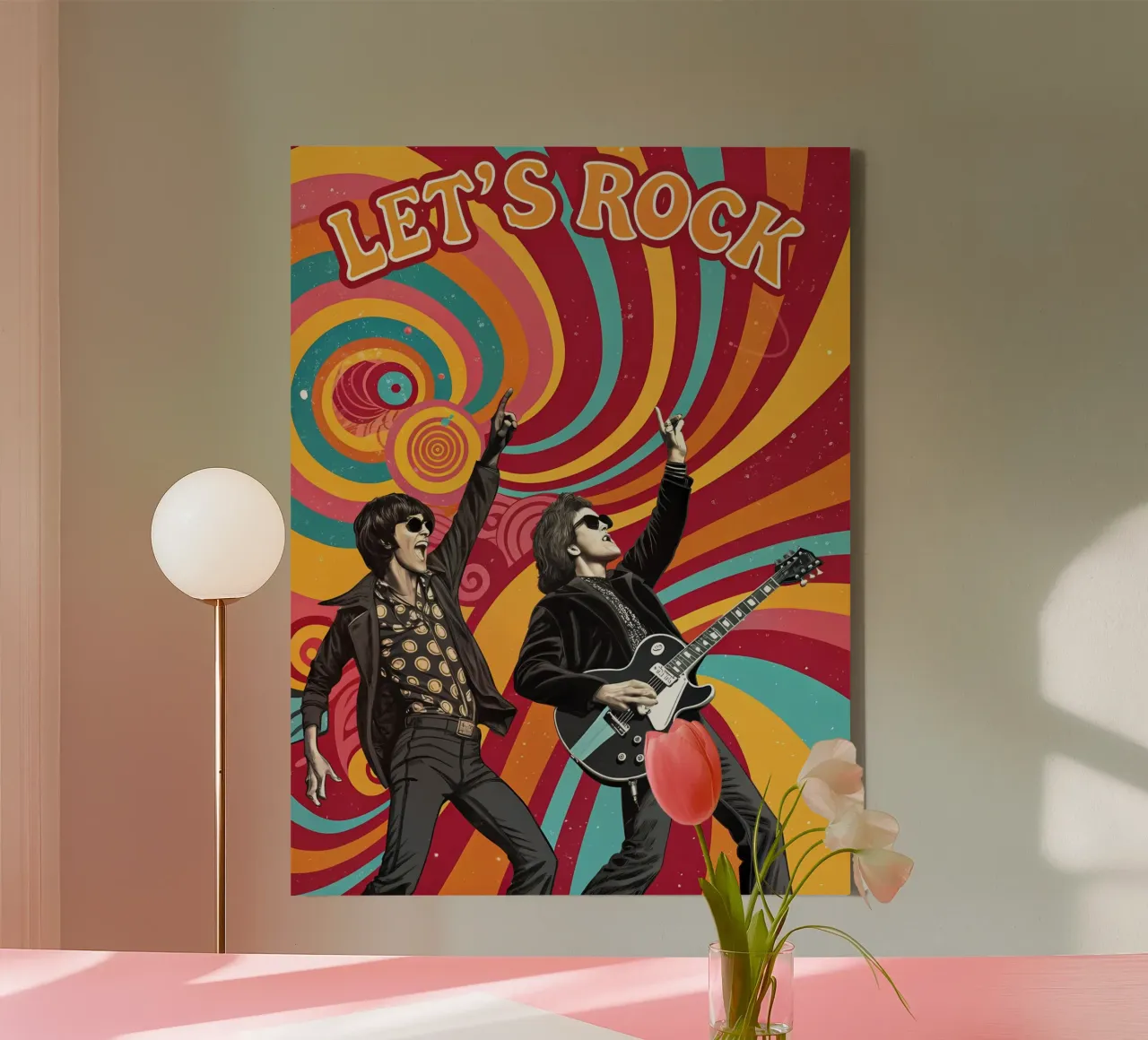 Let's Rock: Un concerto degli anni '60 tela con Cornice a cassetta da Jester Krew Art