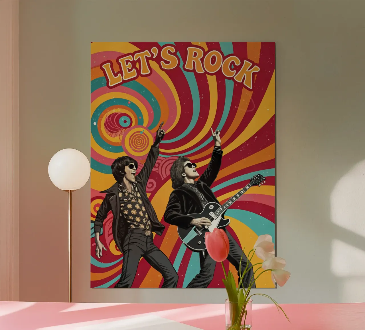 Let's Rock: A 1960s Concert Experience poster with aluminum frame by Jester Krew Art