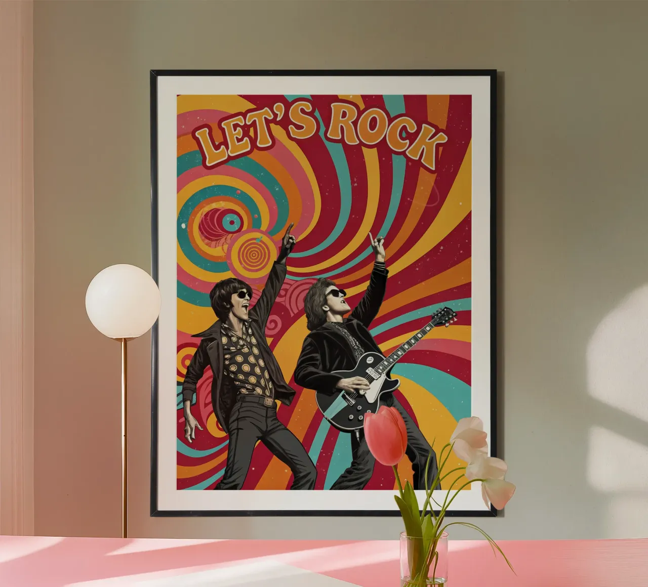 Let's Rock: A 1960s Concert Experience poster with aluminum frame by Jester Krew Art