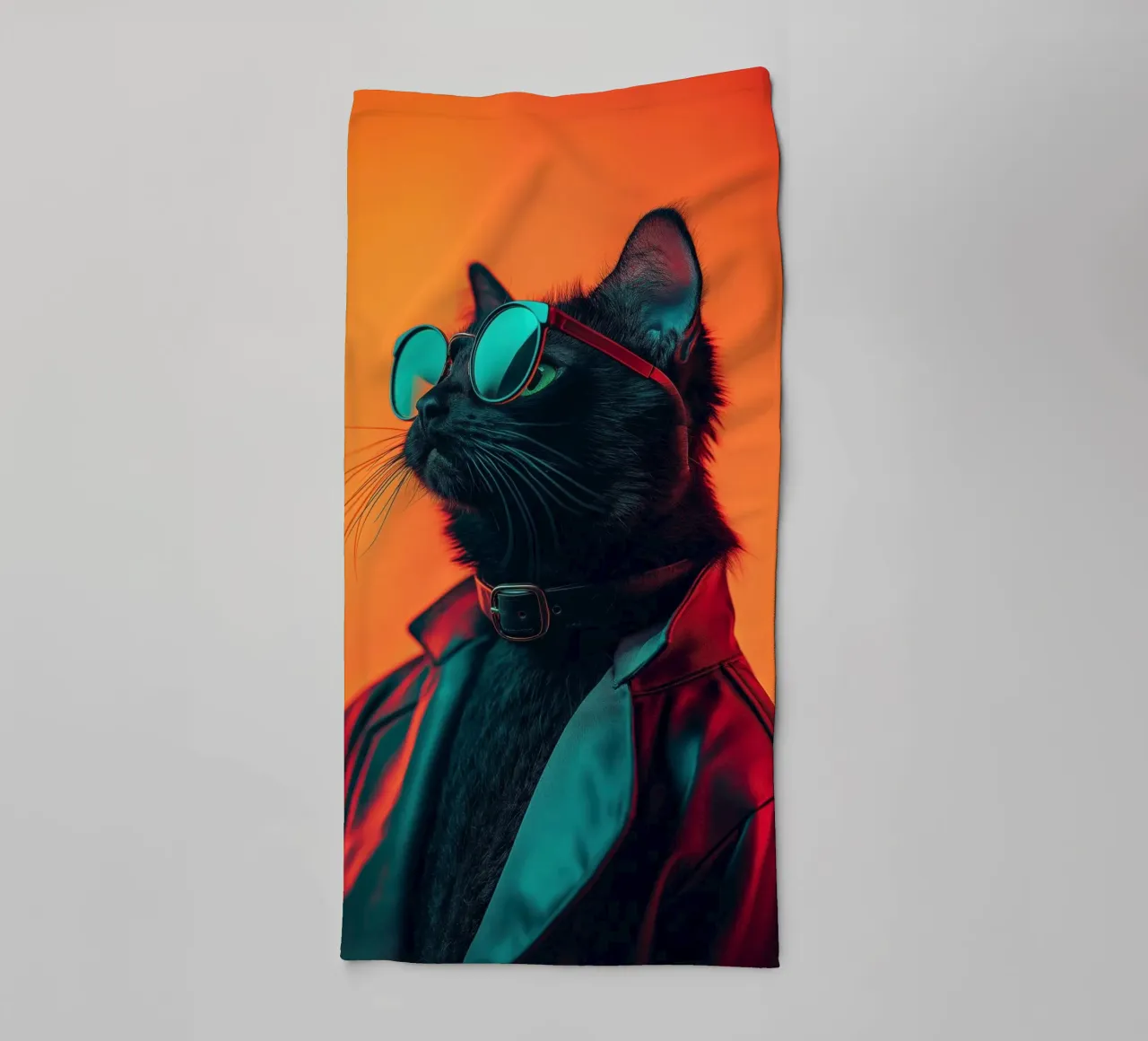 Gatto con giacca di pelle asciugamano da bagno da Imagine