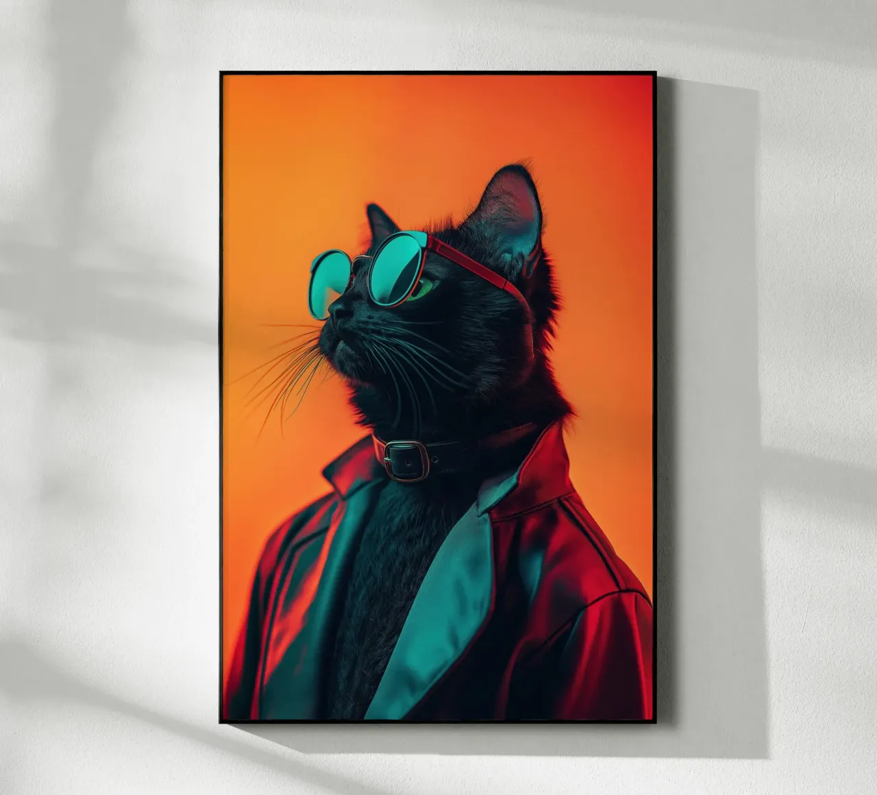 Katze in Lederjacke Acryl-Glas von Imagine