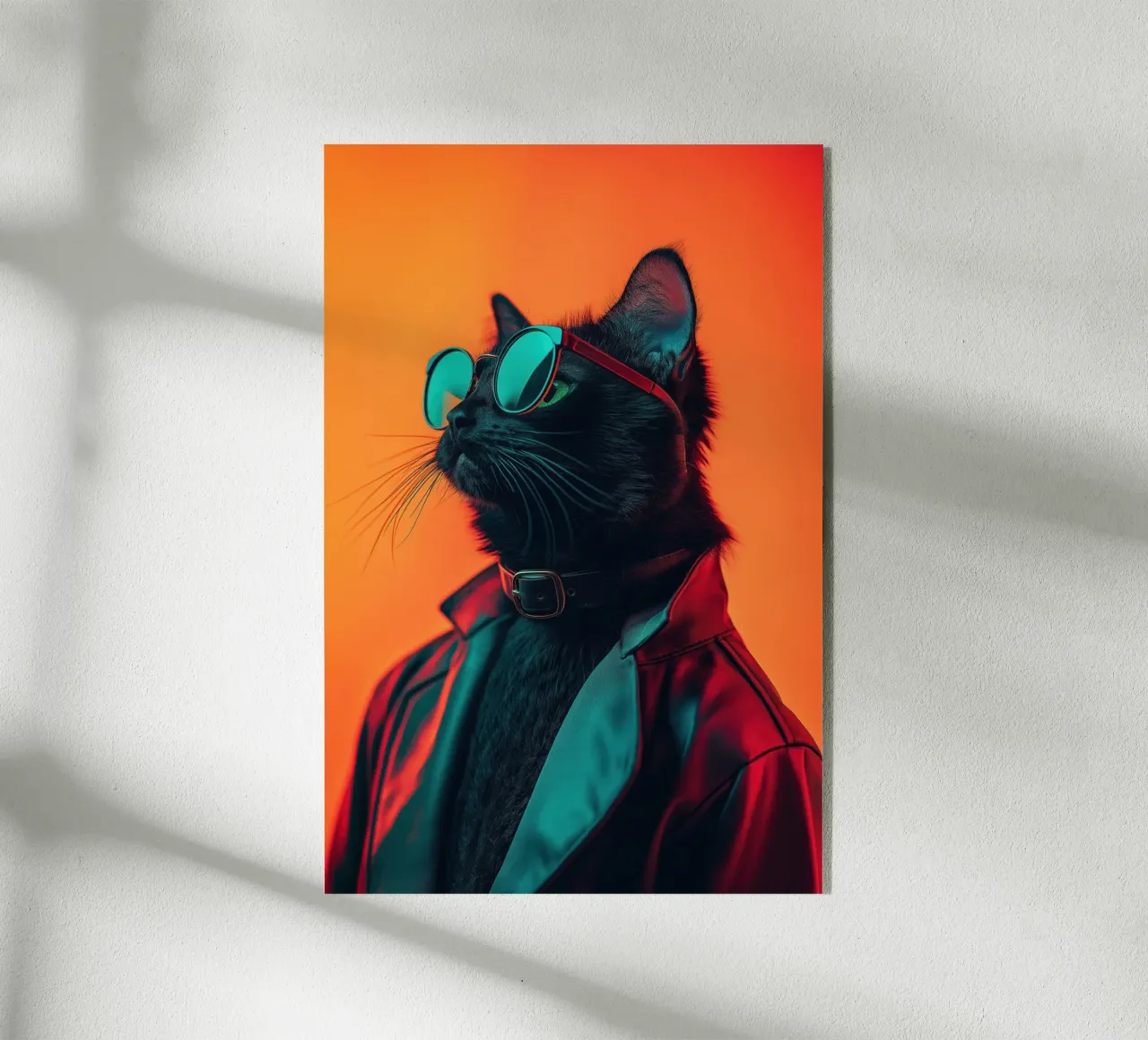 Katze in Lederjacke Acryl-Glas von Imagine