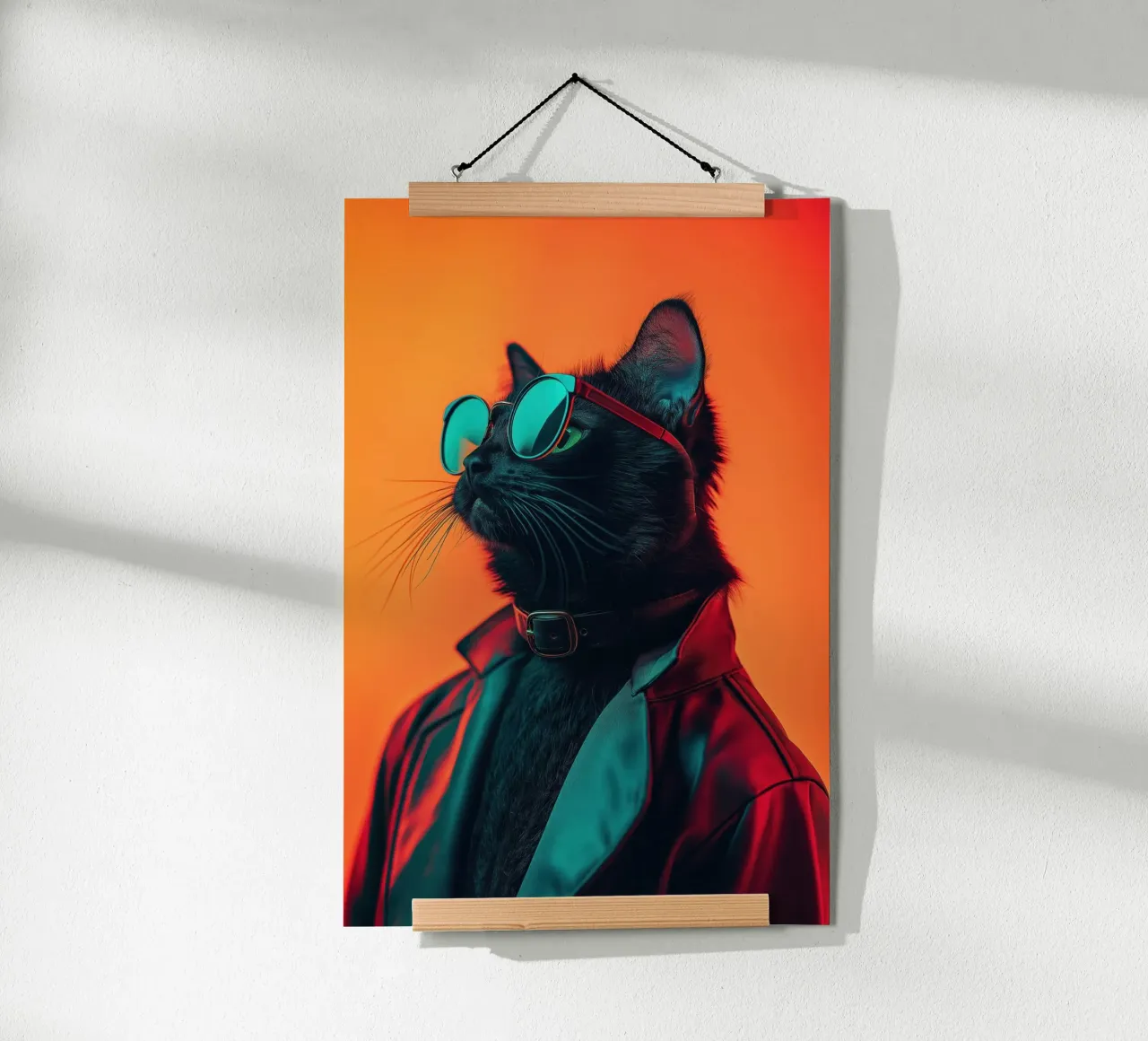 Cat in leather jacket hahnemühle by Imagine