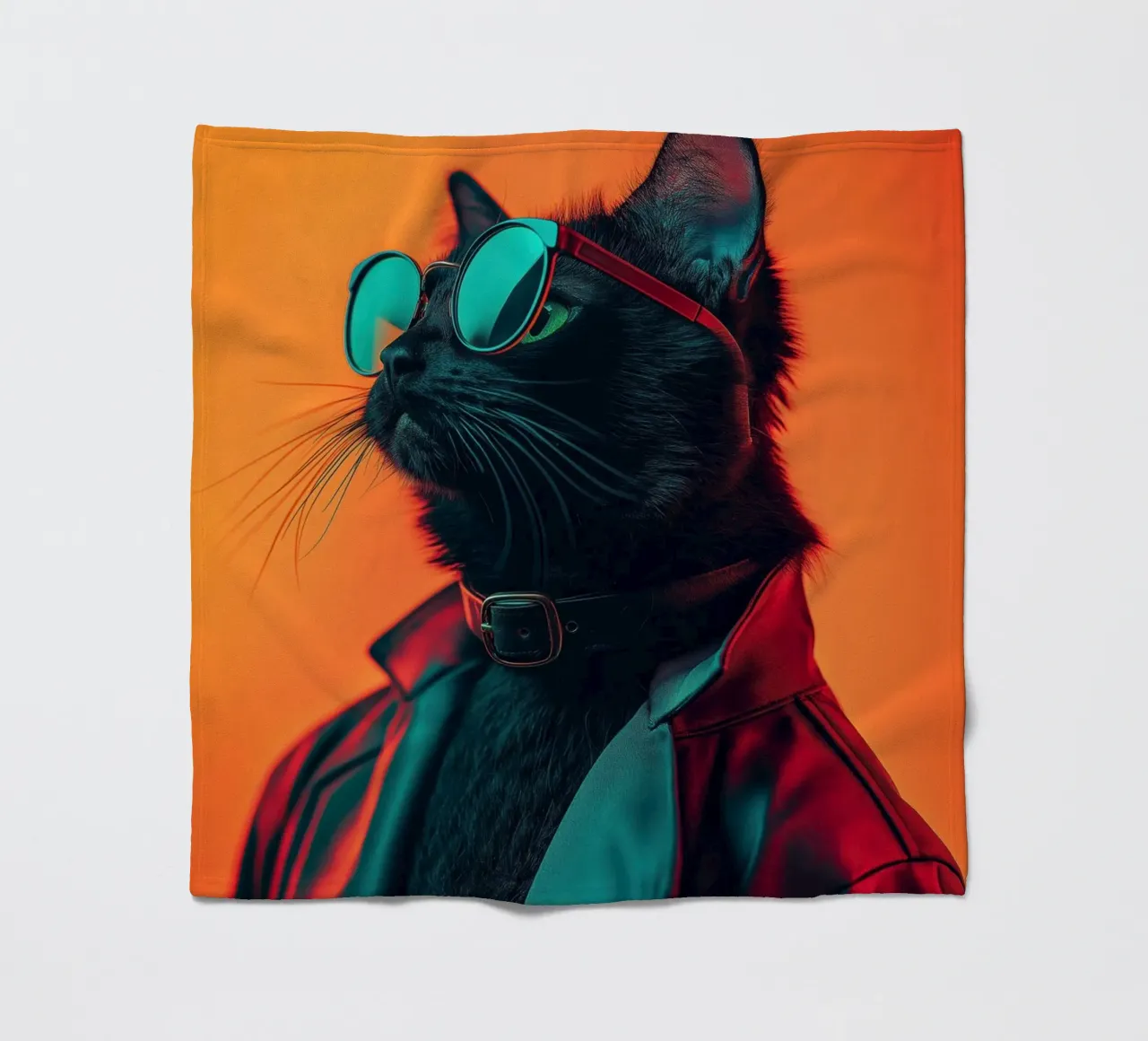 Gatto con giacca di pelle coperta in pile da Imagine