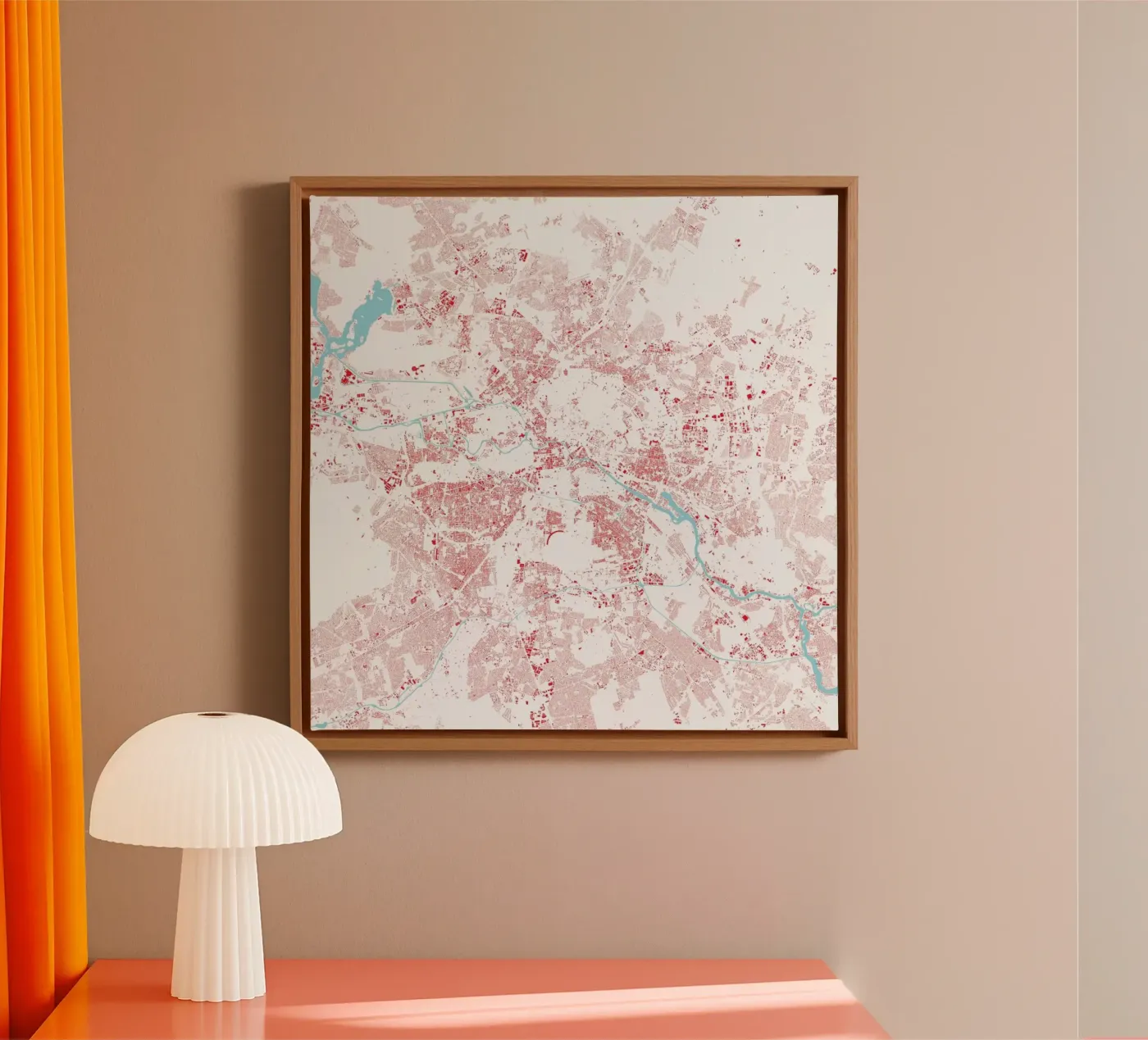 Berlin Red canvas van Urban Maps