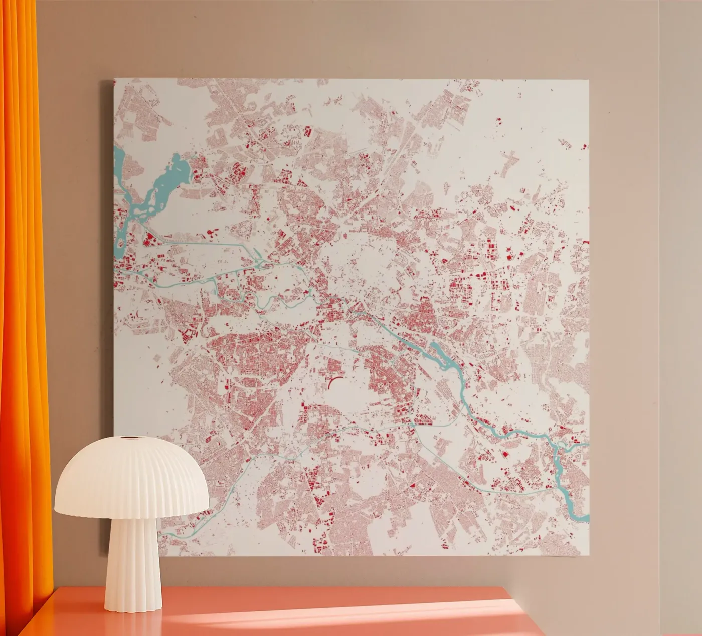 Berlin Red canvas van Urban Maps