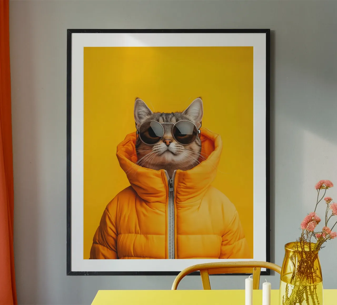 Gatto con occhiali da sole carta hahnemühle da Imagine