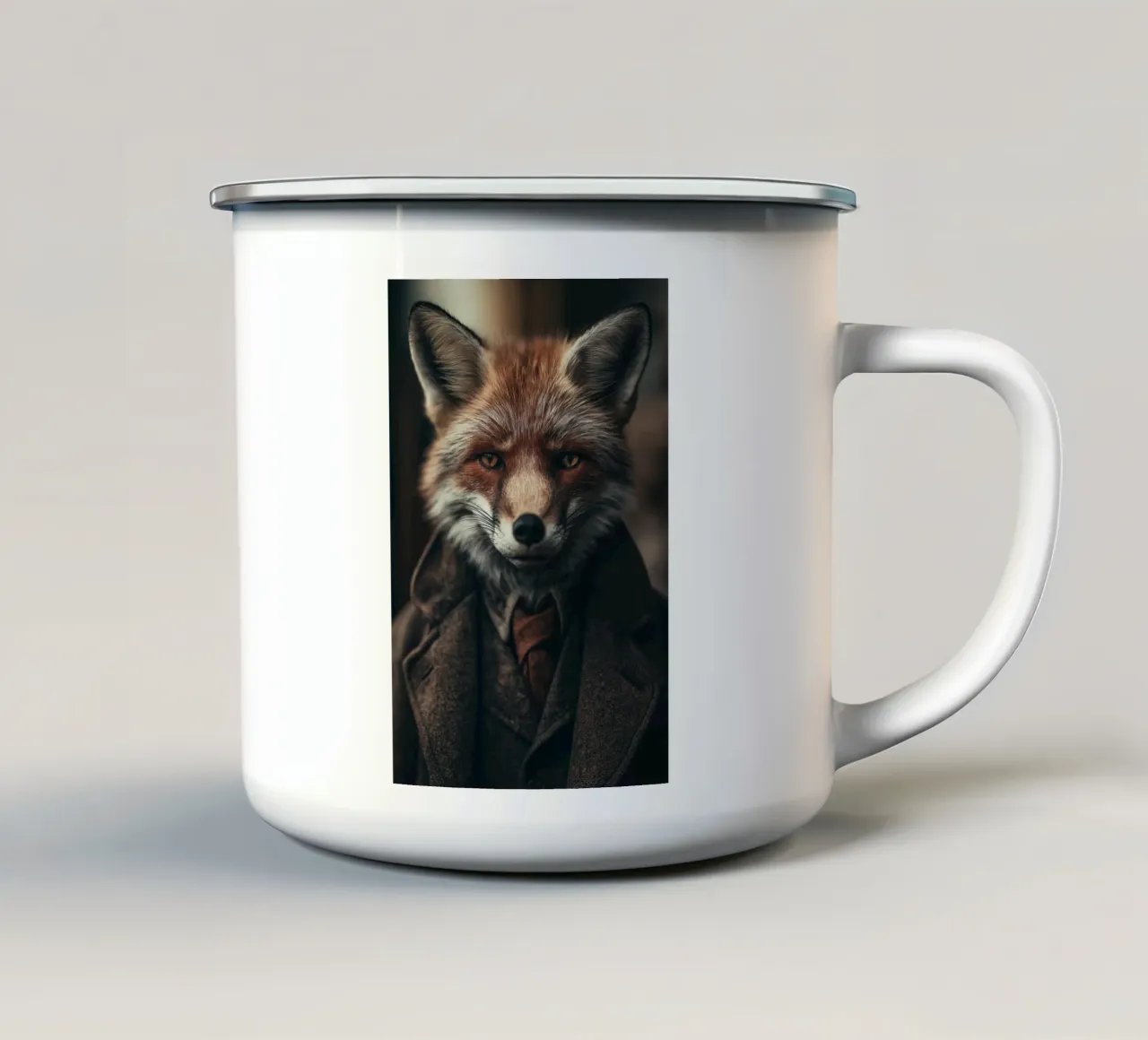 Volpe in abbigliamento tazza in smalto da Imagine