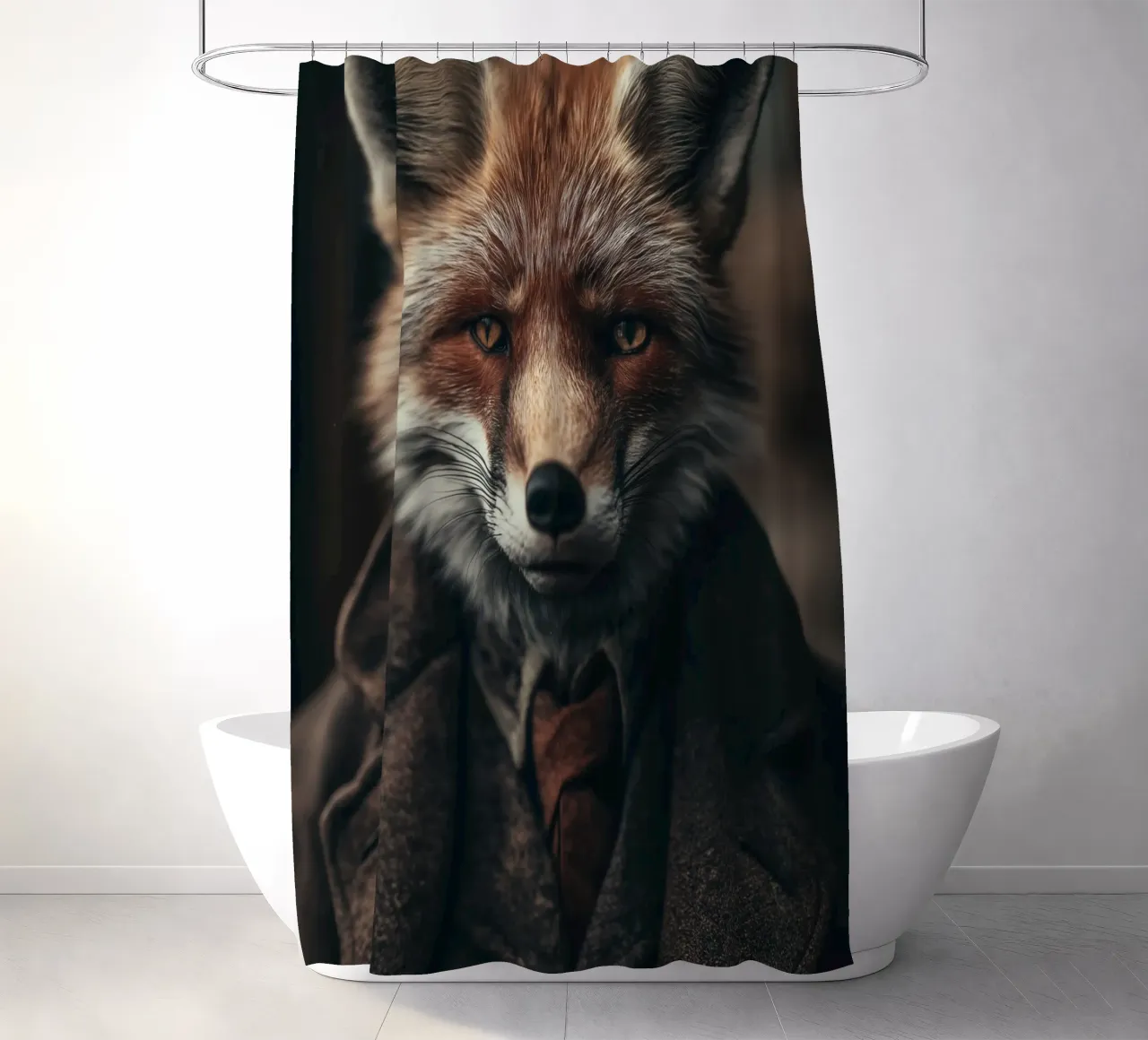 Fuchs in Kleidung Duschvorhang von Imagine