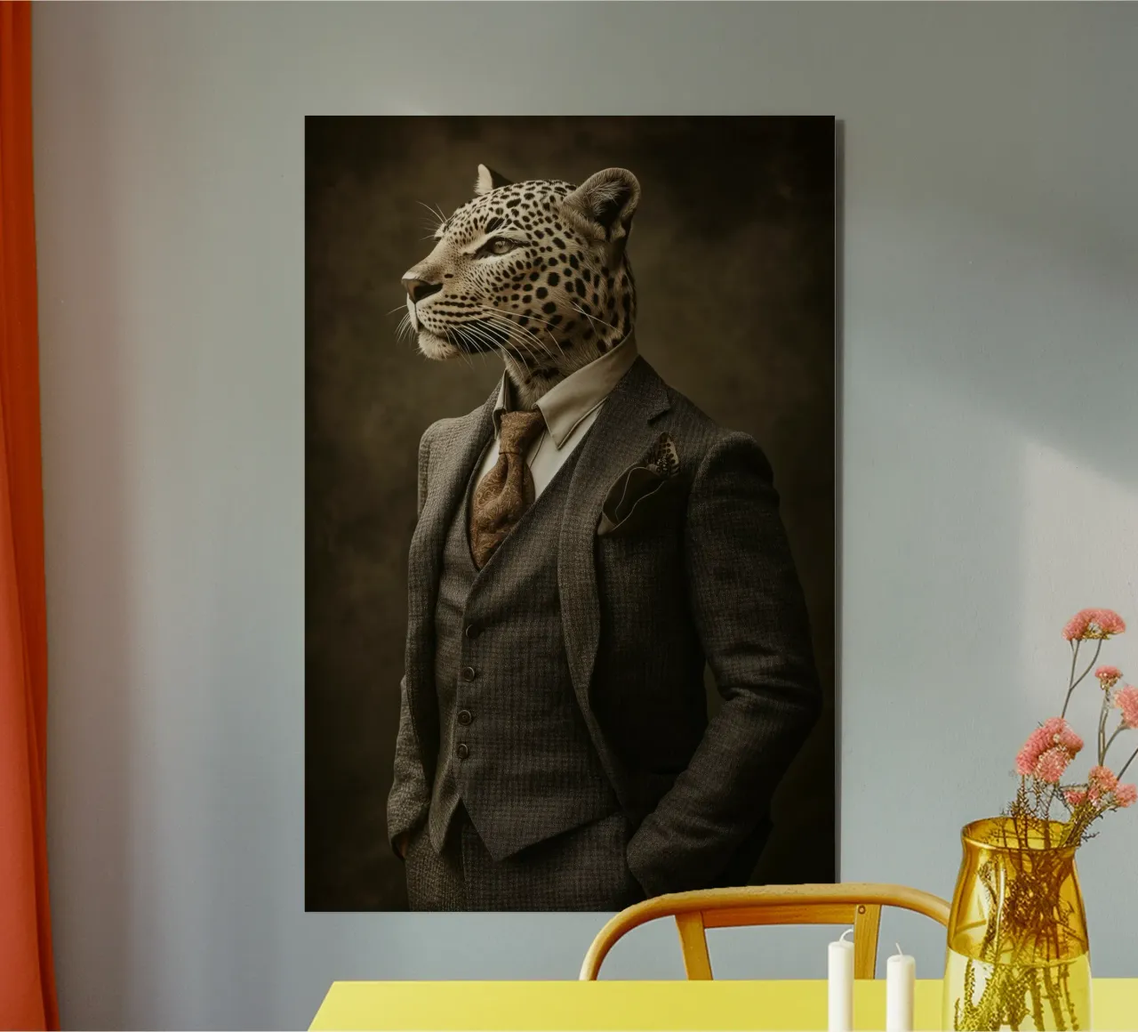 Leopard in clothing forex plate by Imagine