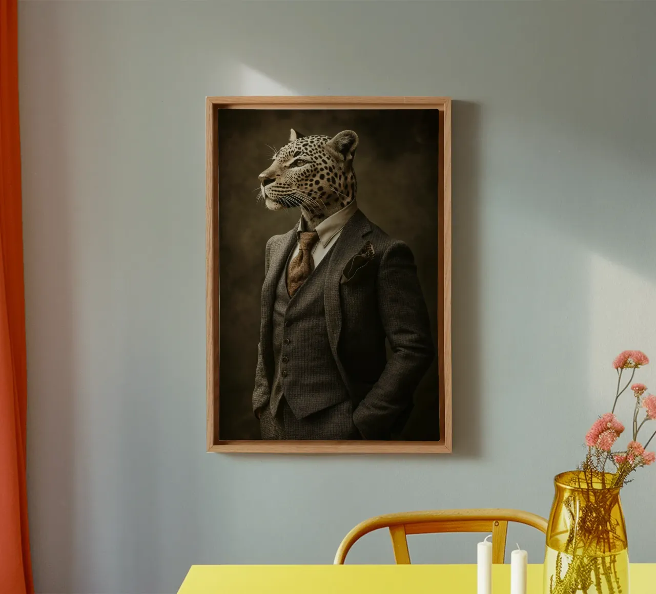 Leopard in der Kleidung Leinwand von Imagine