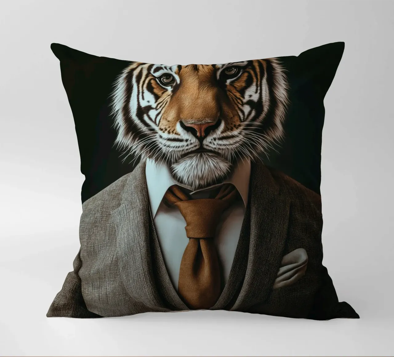Tiger in a costume decorative cushion by Imagine