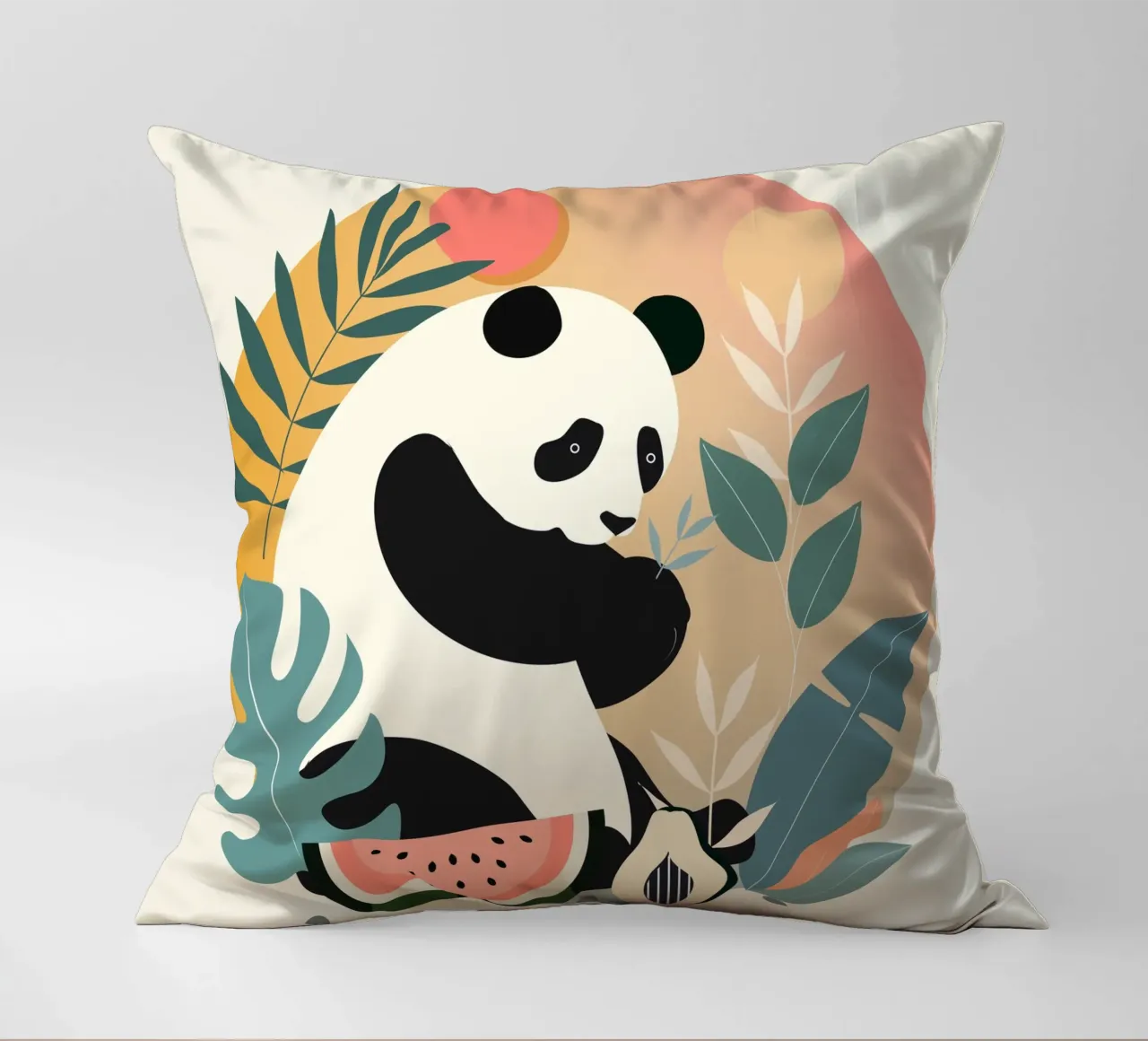 Panda con piante e frutti esotici cuscino da namosh