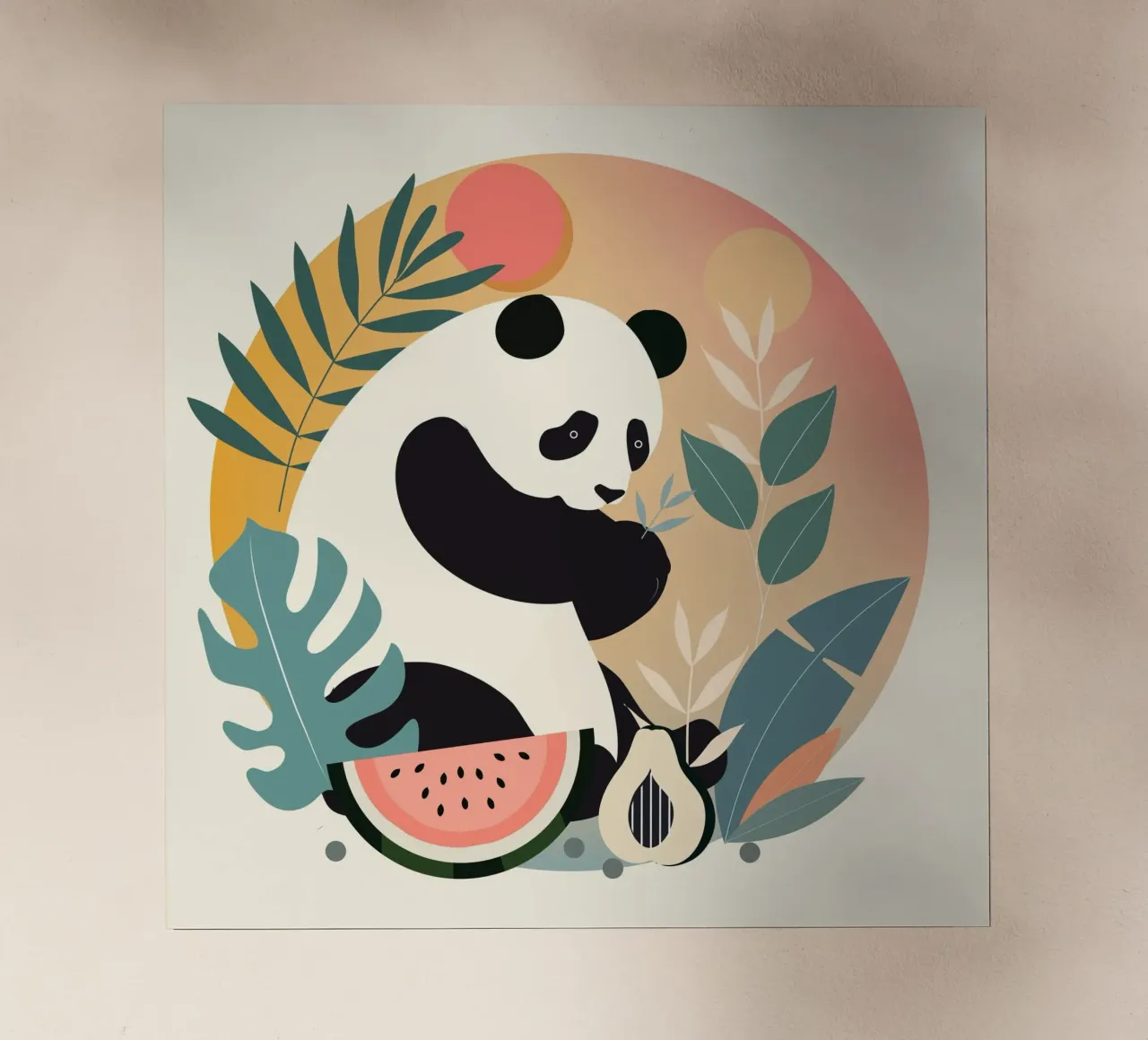 Panda con piante e frutti esotici pellicola backlit da namosh