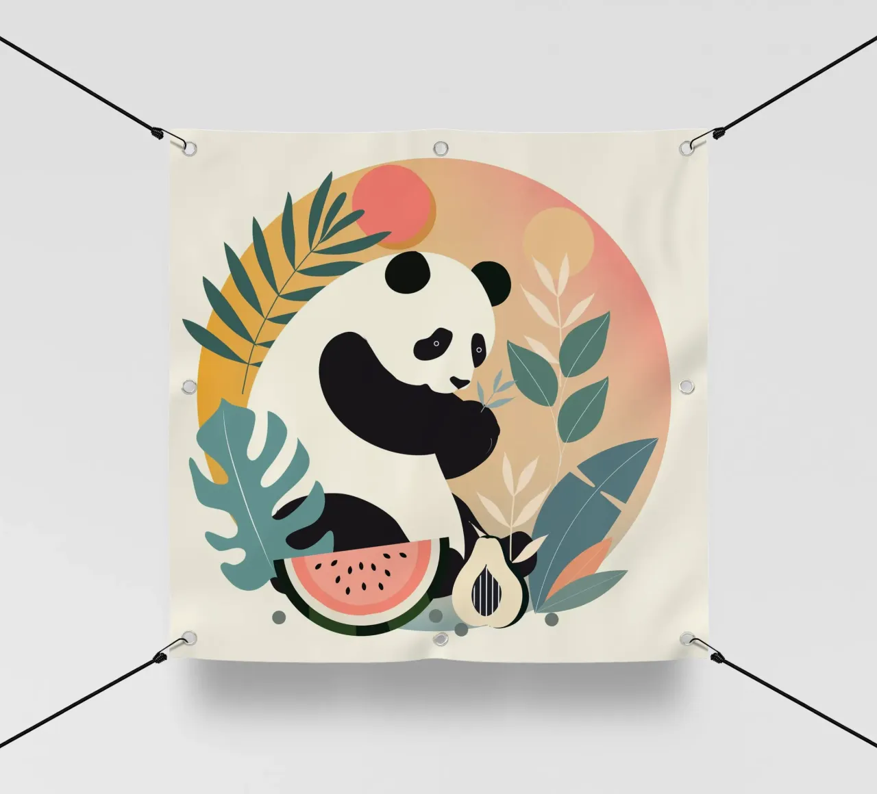 Panda con piante e frutti esotici telo in pvc da namosh