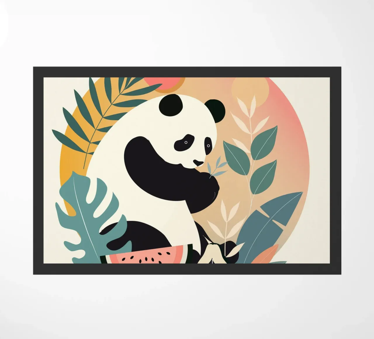 Panda con piante e frutti esotici zerbino da namosh