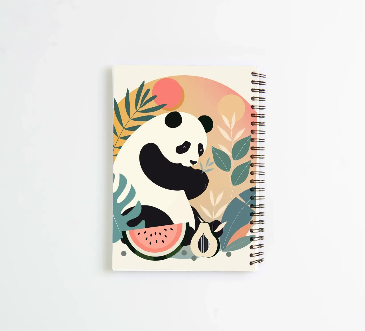 Panda with exotic plants and fruits spiral notebook by namosh