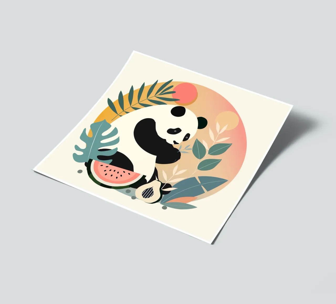 Panda with exotic plants and fruits sticker sheet by namosh
