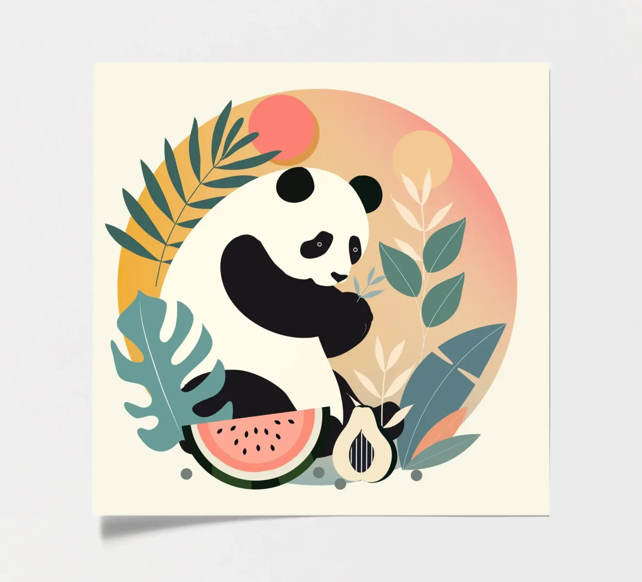 Panda with exotic plants and fruits sticker sheet by namosh