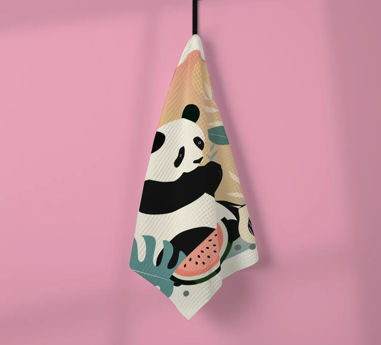 Panda con piante e frutti esotici canovaccio da cucina da namosh