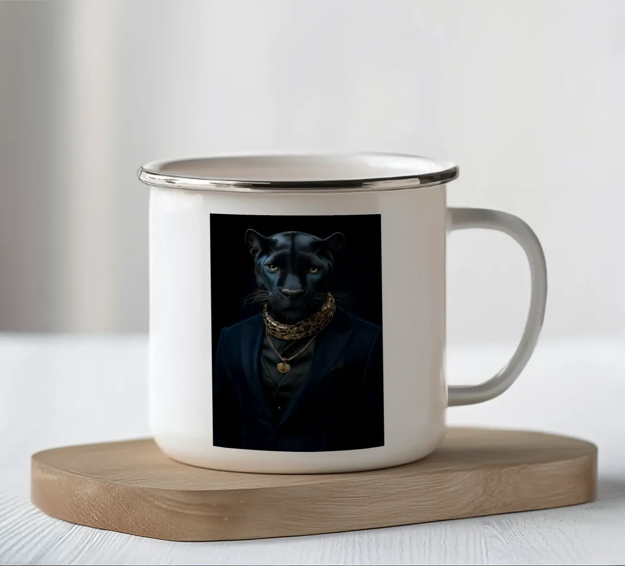 Pantera nera tazza in smalto da Imagine