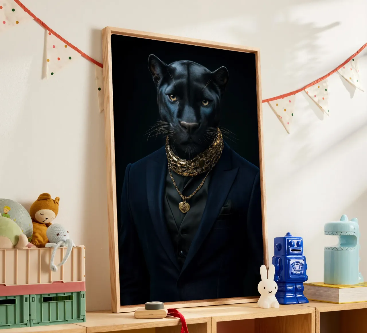 Zwarte panter canvas met Baklijst van Imagine