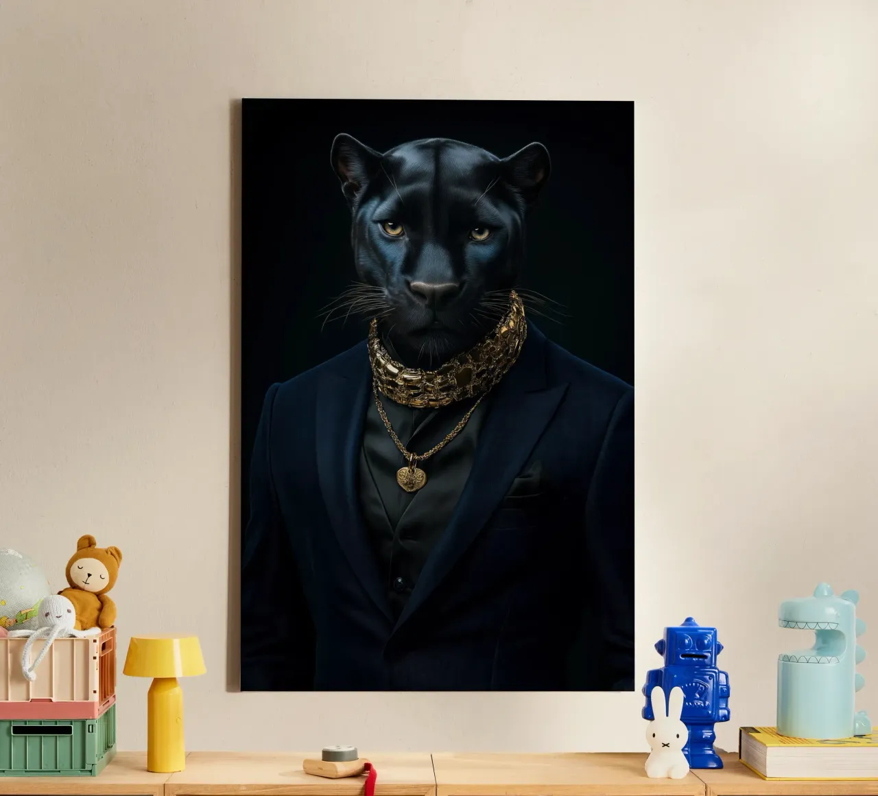 Zwarte panter canvas met Baklijst van Imagine