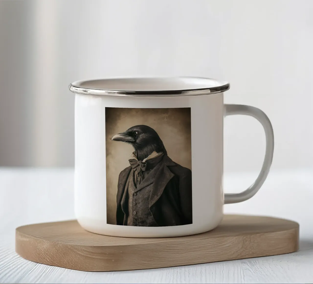 Corvo in abbigliamento tazza in smalto da Imagine