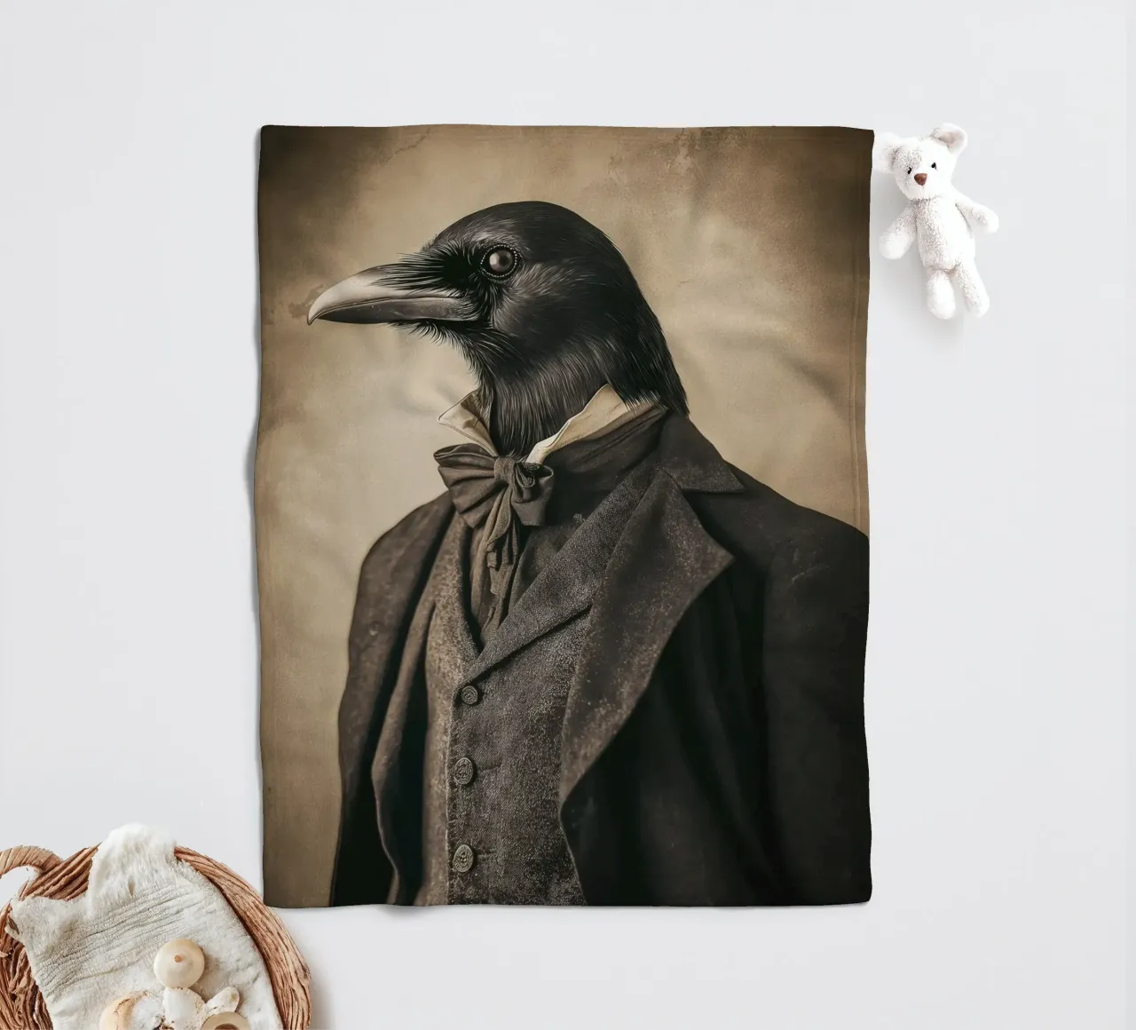 Der Rabe in der Kleidung Fleecedecke von Imagine